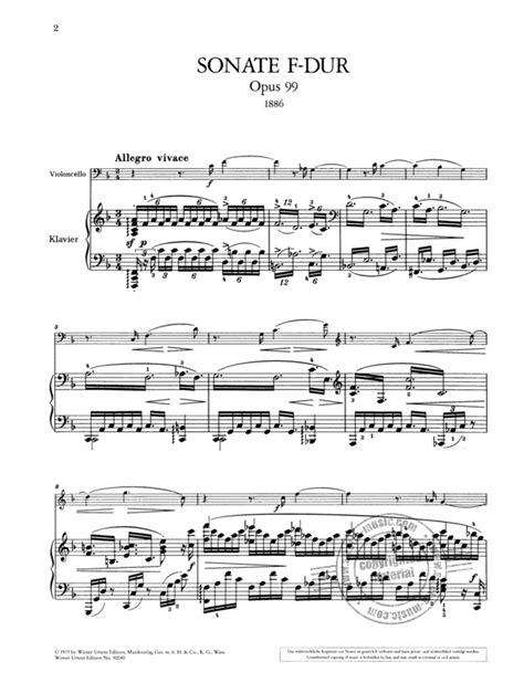 Sonate Fur Violoncello Und Klavier.